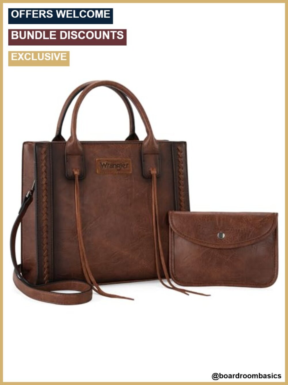 Western Tote Bag Vegan Leather Whipstitch Tassel Shoulder Purse Handbag Set